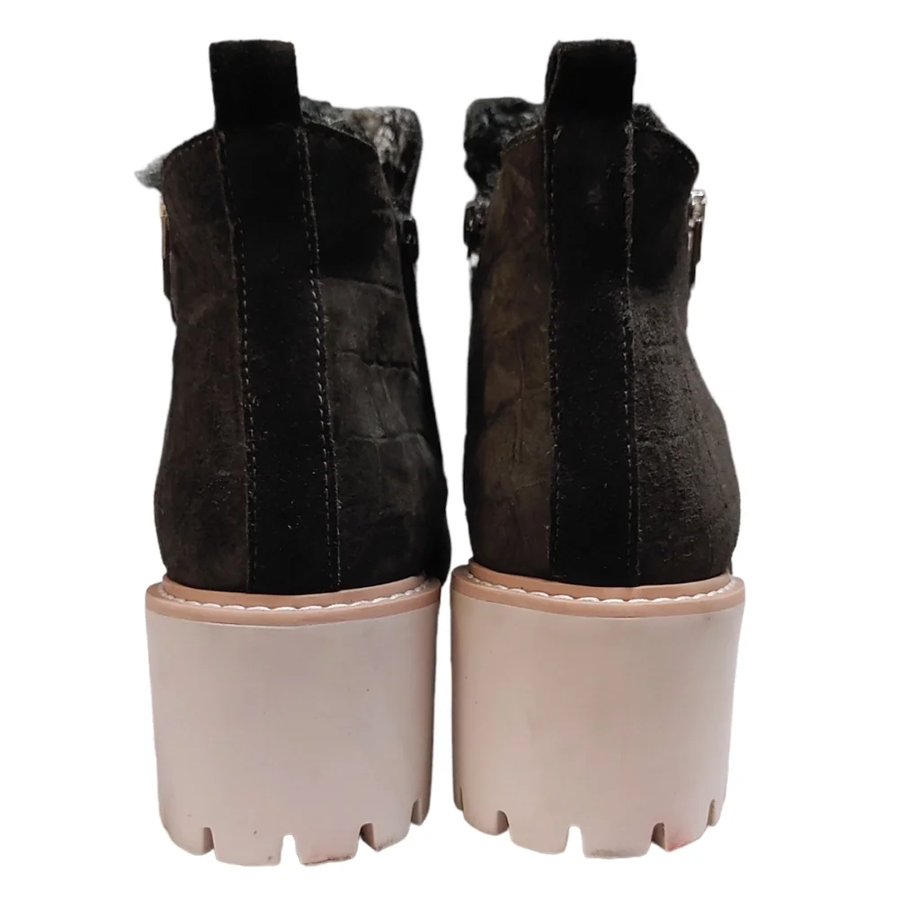 Dolce Vita Hollyn Black Suede Alligator Heel Ankle Booties Women's Size 8.5 - Picture 6 of 8